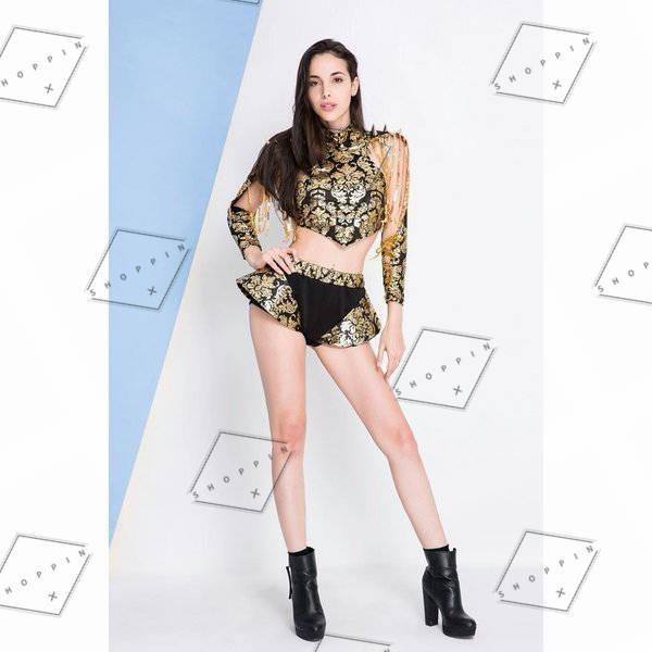 高級ブランド ダンス衣装 ヒップホップ ダンスウェア チアガール 高校制服 上下セット ダンスパンツ Hiphop レッスン着 ステージ衣装 Cisama Sc Gov Br