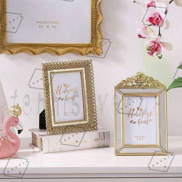 6548円 代引不可 フォトフレーム 写真立て 結婚祝い 出産祝い プレゼント かわいい 北欧 お祝い ゴールド 長方形 フラワー アンティーク調 華奢 セレブ リビング