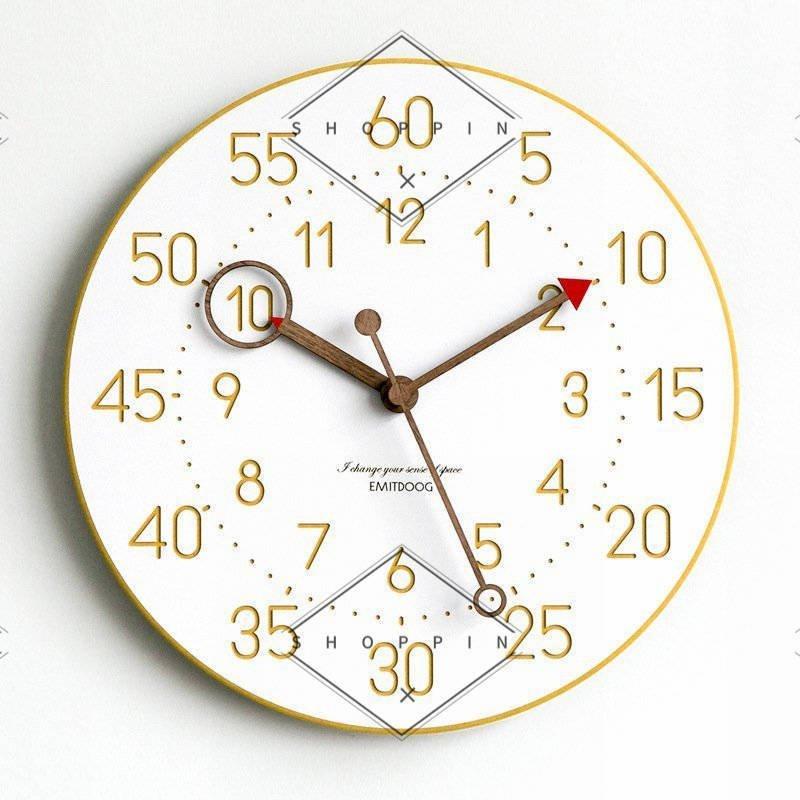 壁掛け時計 掛け時計 知育時計 時計 木製 見やすい 北欧 デジタル 教育グッズ 子供 連続秒針 大文字 アラビア数字 電池式 教育用クロック 子供部屋 掛け時計 壁掛け時計 カラー ブルー Vest Doctum Edu Br