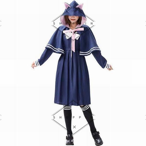 ハロウィン衣装 セーラー服 猫 ネコ レディース 仮装 着ぐるみ 猫耳 ロングワンピース マント付き ソックス 仮装 3点セット 可愛い コスチューム パーティー 一番人気物