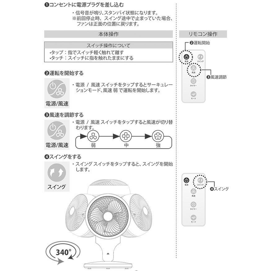 扇風機 サーキュレーター 小型 卓上 床置き 首振り 静音 3Dスイング