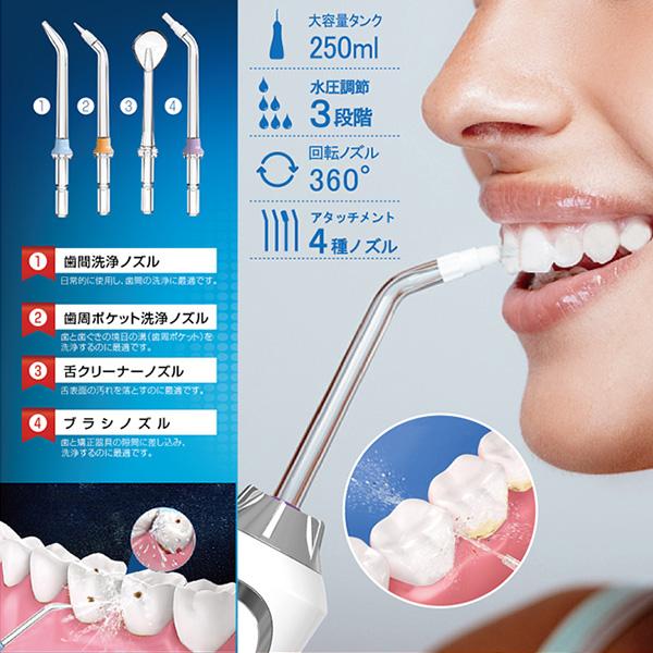 口腔洗浄器 口腔洗浄機 口腔ケア 歯石 舌ケア 歯垢 口臭 種アタッチメント 3段階水圧調節 防水等級IPX7 舌クリーナー HDL-9771 |  | 02