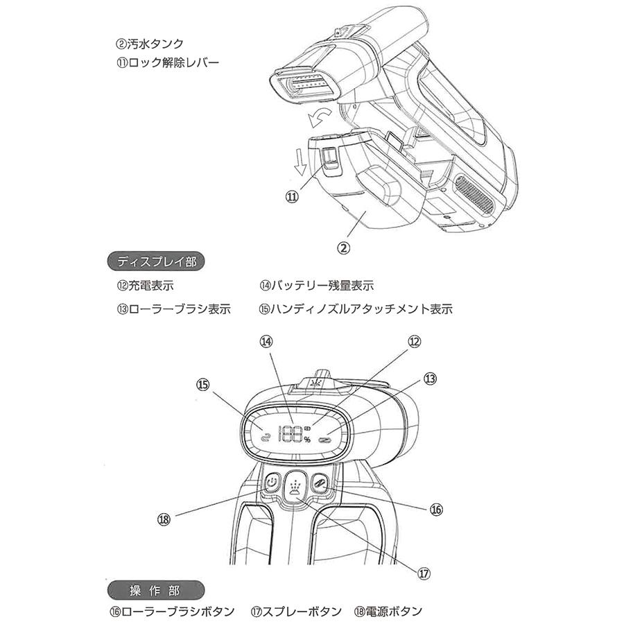 スチームクリーナー バキュームクリーナー コードレス スプレーバキュームクリーナー 布製品なら何でも水洗浄 HDL-SVC01 |  | 08