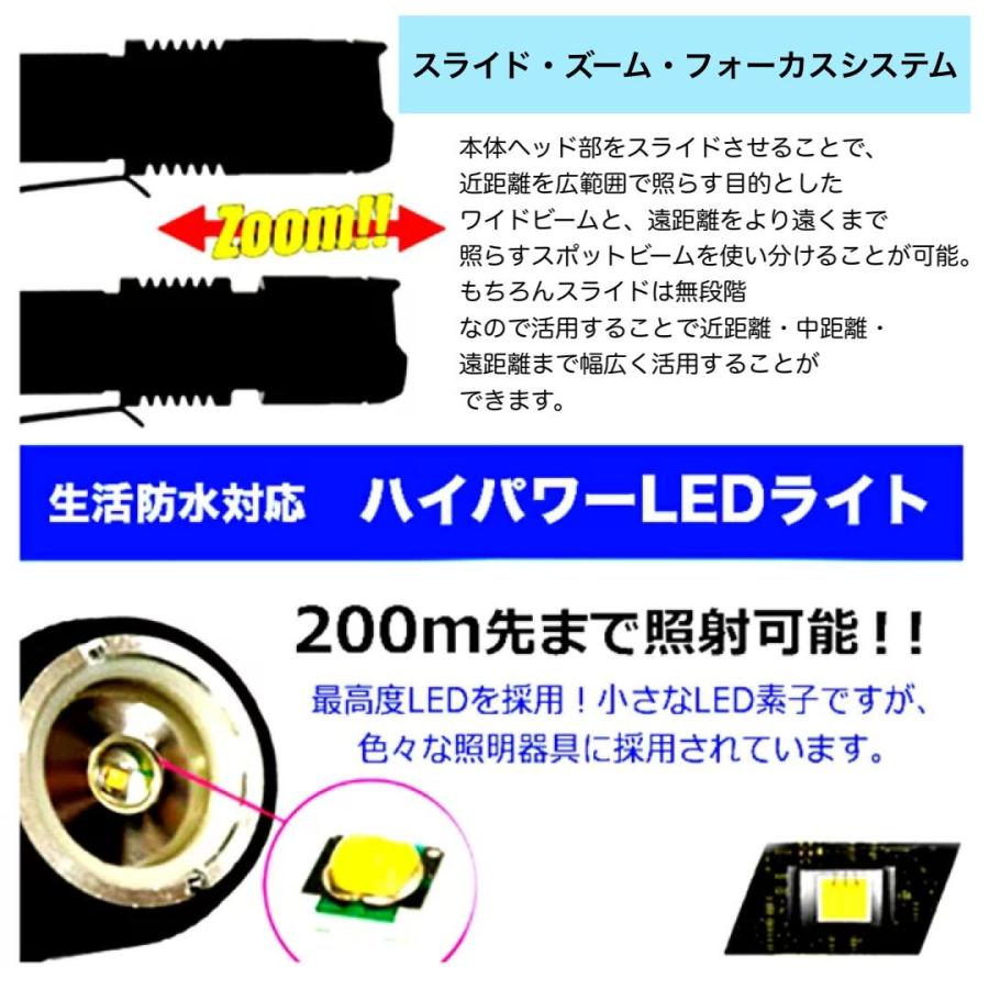 懐中電灯 led 首掛け 強力 最強 電池式 小型 LEDライト 明るい 高輝度