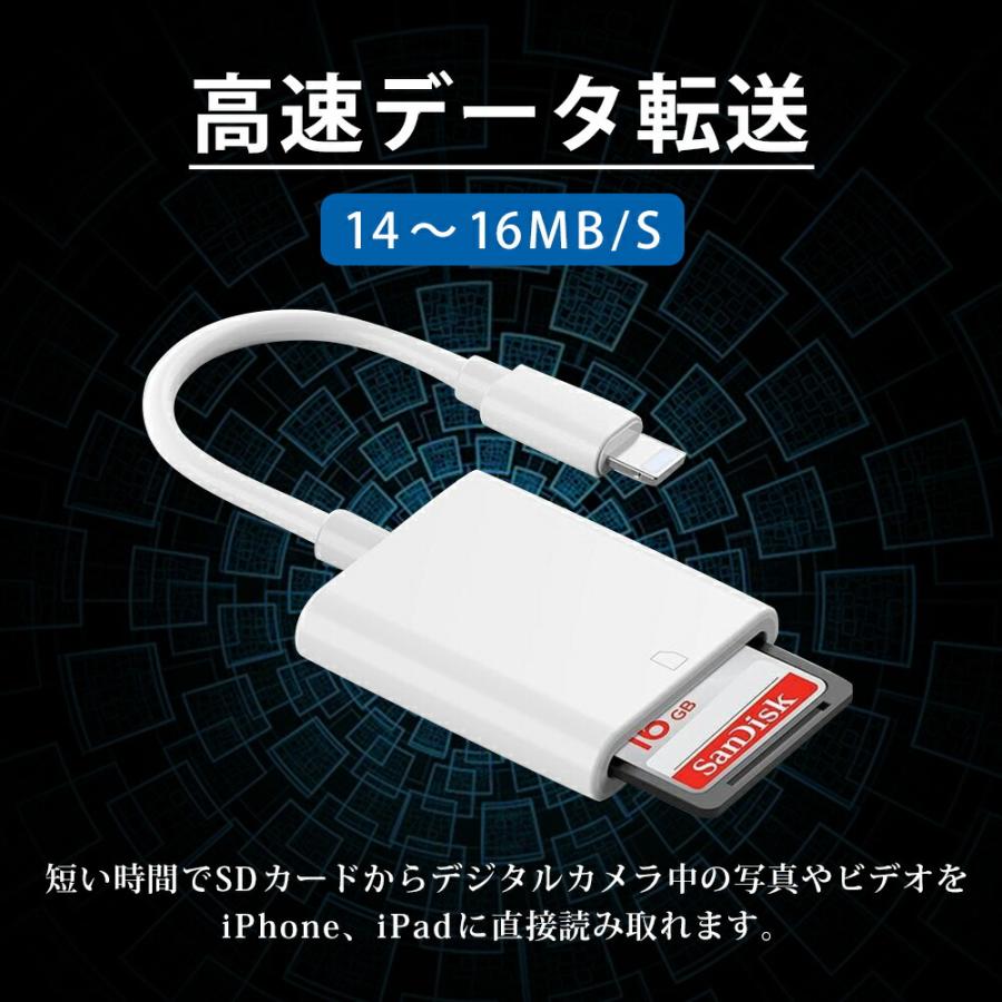 SDカードリーダー iPhone SD カードリーダー SDカード usb microsd PC apple 写真 メモリー スティック ライトニング カメラ データ転送 usb3.0｜shopping-lab｜04