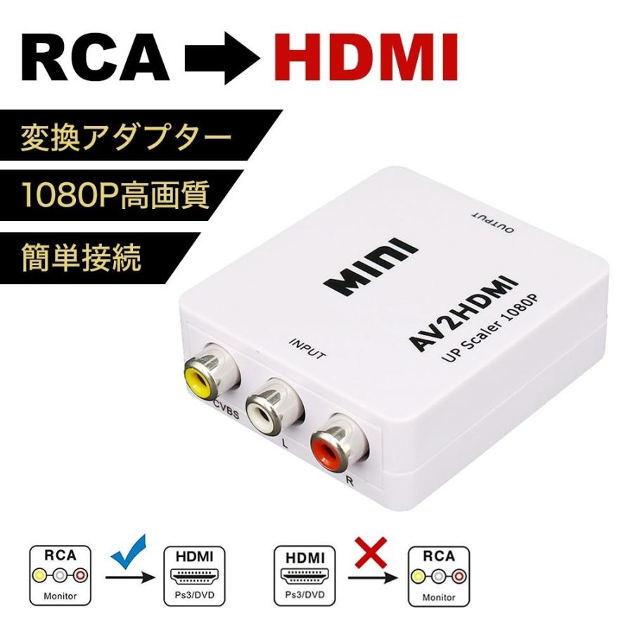 RCA to HDMI 変換コンバーター 変換 コンバーター コンポジット AV rca