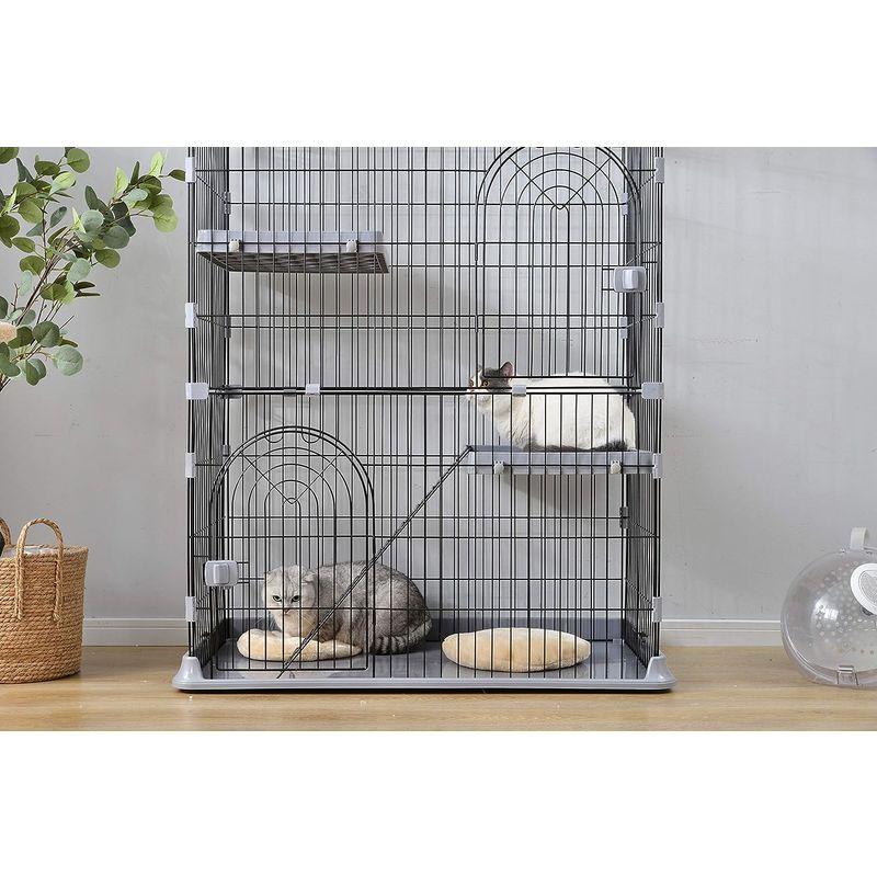キャットケージ キャスター付 留守番 保護 脱走防止 おしゃれ (グレー) Amazon.co.jp: 子猫すり抜け防止 猫ケージ 2段 コンパクト 組立