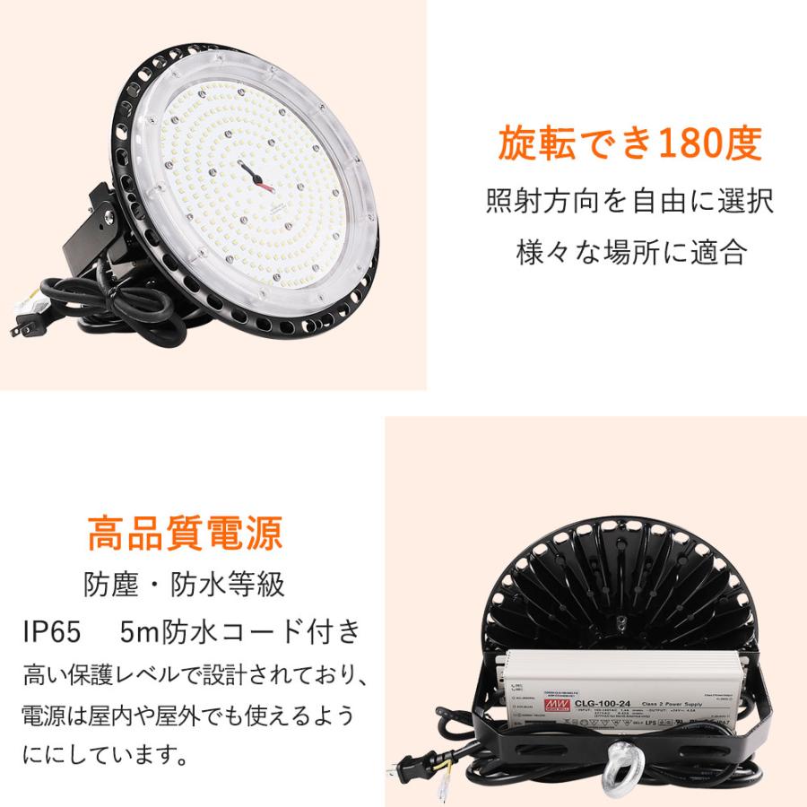 70set led高天井照明ufo型 LED投光器 水銀灯交換用150W 高天井用led 30000lm LED高天井照明器具 防水防塵 ダウンライトUFO型 明るい 発光角度120度 2年保証｜shopping2｜07