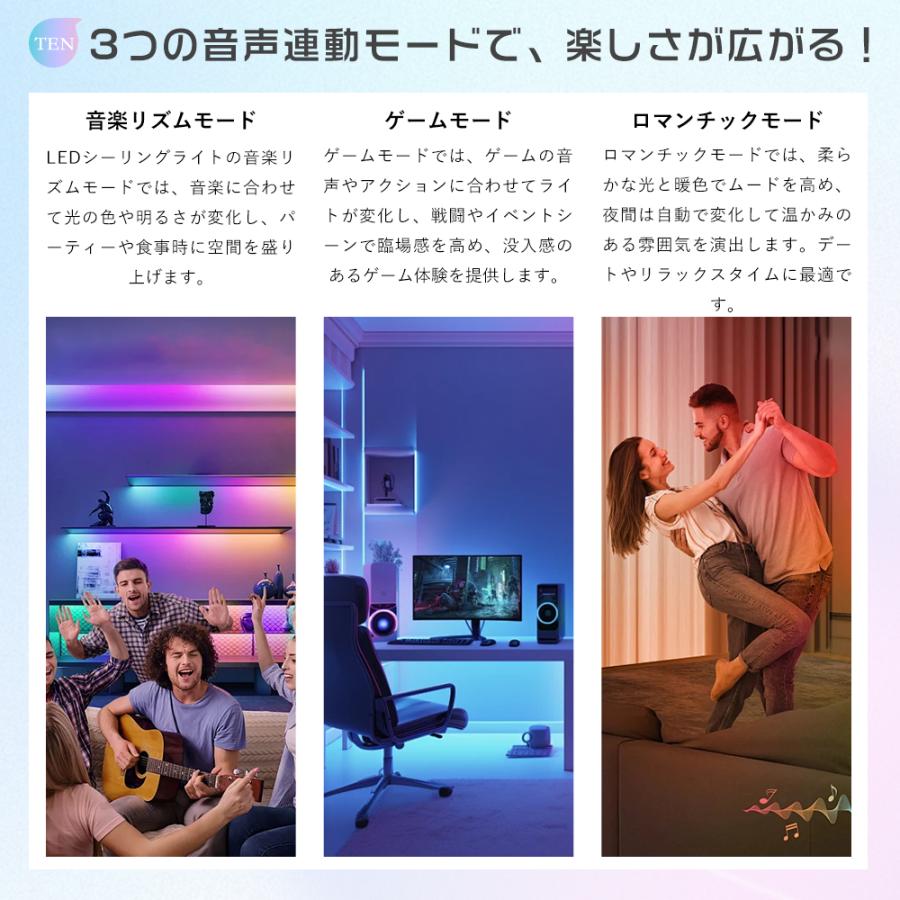 LEDシーリングライト 8畳〜10畳 4000LM RGB 天井照明器具 調色/調光