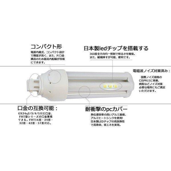 FHT57形代替LEDコンパクト蛍光灯FHT57EX-D昼光色6000K GX24Q兼用口金 消費電力16W 高輝度160LM/W 360度発光 ツイン蛍光灯 工事必要　グロー式工事対応｜shopping2｜04