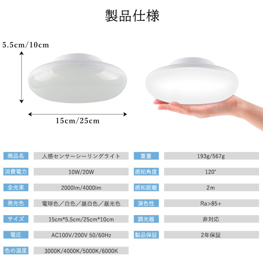 led シーリングライト 小型 人感センサー LED ライト 屋内 室内