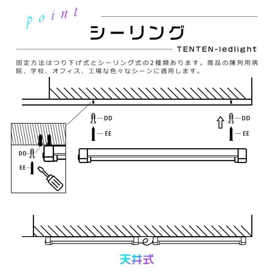 4台セット LED蛍光灯 器具一体型 40W形 2灯相当 LEDベースライト 3段階調色 36W 4000lm 高輝度 シーリングライト プルスイッチ 4台まで連結可能 工場 二年保証の画像