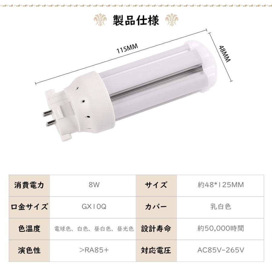 8本 LEDコンパクト形蛍光ランプ FDL18EX-L FDL18EX-W FDL18EX-N FDL18EX-D FDL18形LED蛍光灯 18形 LED化 消費電力8W 全光束1600lm 50000h 長さ125mm GX10Q口金の画像