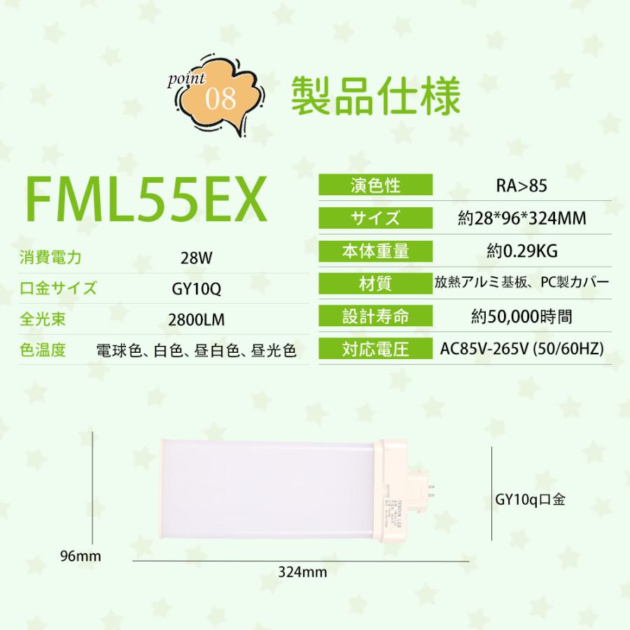 8本セット LEDコンパクト蛍光灯 FML55形対応 FML55EXL FML55EX-L LEDツイン蛍光灯 LEDコンパクト蛍光灯 ツイン2パラレル蛍光灯 GY10q 28W 5600lm  配線工事必須の画像