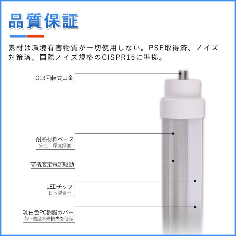 5本セット】直管型ledランプ 40形 120cm 4000LM G13 グロー式工事不要