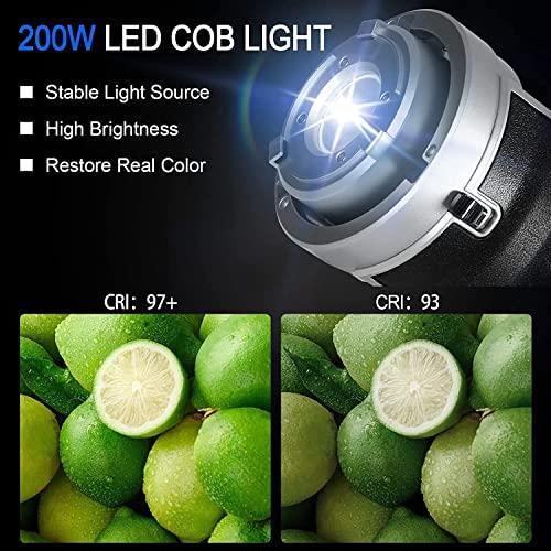 shoppinglife特別価格GVM　200W　LED　5600K　Control,　Video　Film並行輸入　Output　COB　App　DMX　Light　Lighting　Light,　with　Bluetooth　for　Continuous　Light　LED　Studio