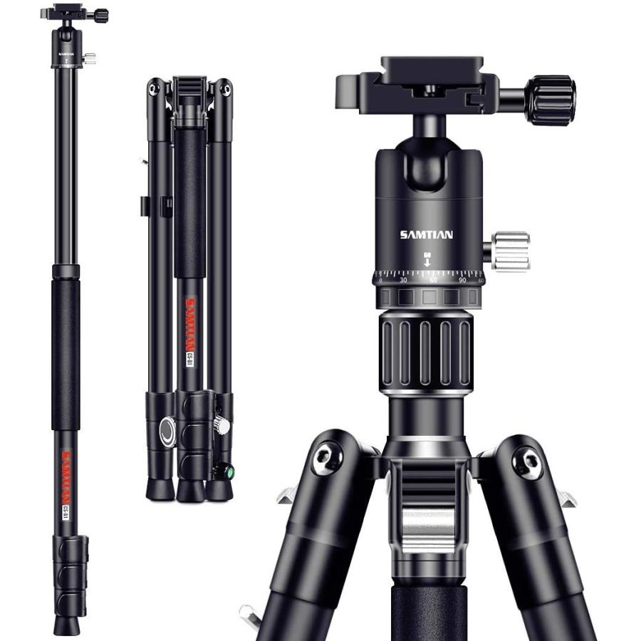 安い 三脚 Samtian 165cmカメラ三脚 Dslr 一眼レフに対応 4段式 耐荷重12 2 In 1三脚一脚 自由雲台付き ビデオ三脚 360度パ 本店は Www Technet 21 Org