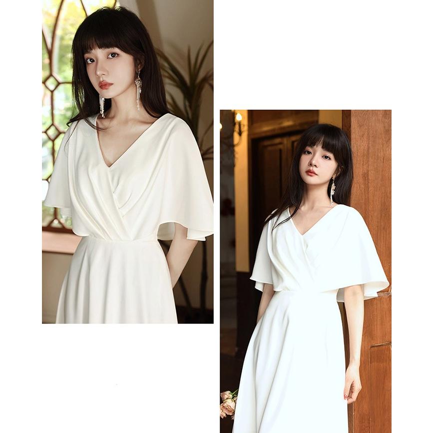 ドレス フリル Vネック 大人 ピアノ 発表会 ロングドレス 演奏会 演奏