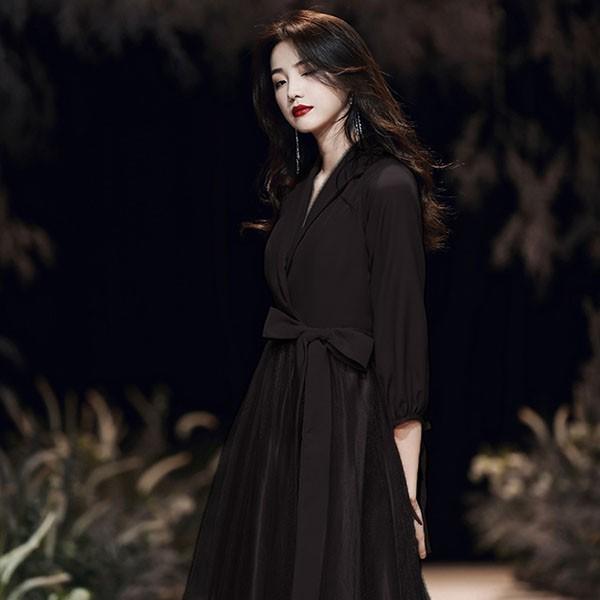 パーティードレス ロング 演奏会 袖付き ドレス 大きいサイズ 7L ぽっちゃり ブラック 黒 半袖 長袖 成人式 同窓会 大人 ピアノ 発表会 Aライン 結婚式 ステージ パーティードレス ロング 演奏会 袖付き ドレス 大きいサイズ 7L