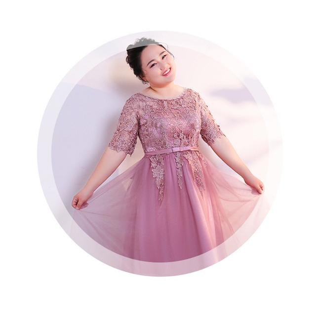 パーティードレス ピンク 結婚式 袖あり ミモレ丈 ひざ下 大きいサイズ