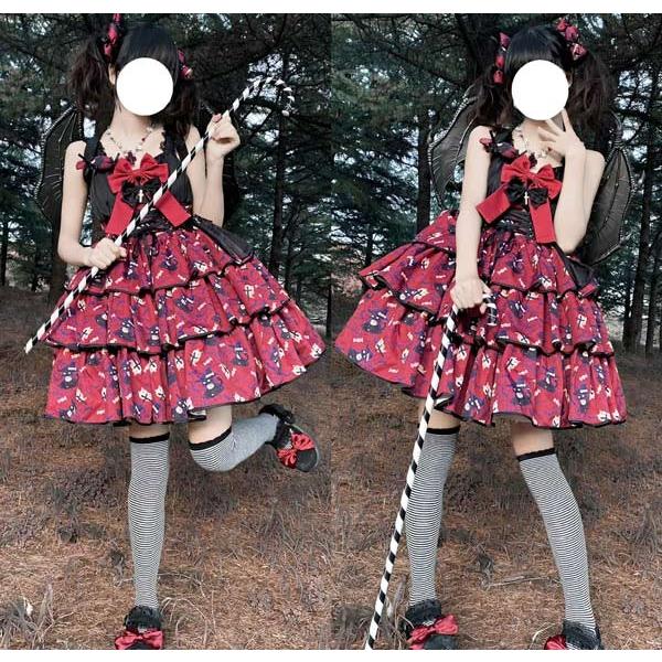 ワンピース ロリータ ハロウィン 魔女風 ショート丈 ミニ レディース