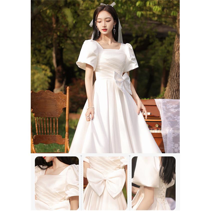 【送料無料】パフスリーブ プリンセスライン かわいい シンプル ロングドレス 袖付き 演奏会用ドレス ホワイト 白 結婚式ワンピース ピアノ発表会 ドレス 大人 パーティードレス 他と被らない 大きいサイズ 上品 お呼ばれドレス パフスリーブ プリンセスライン かわいい シンプル ロングドレス 袖