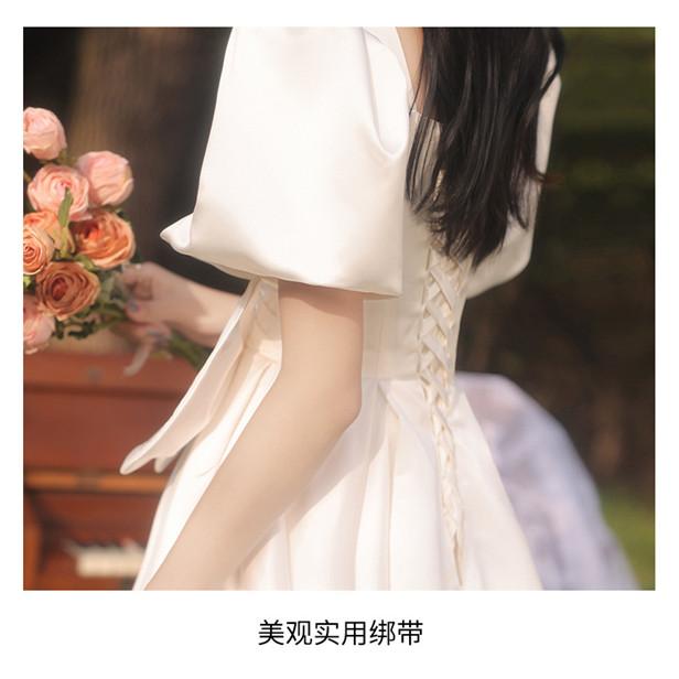 パフスリーブ プリンセスライン かわいい シンプル ロングドレス 袖