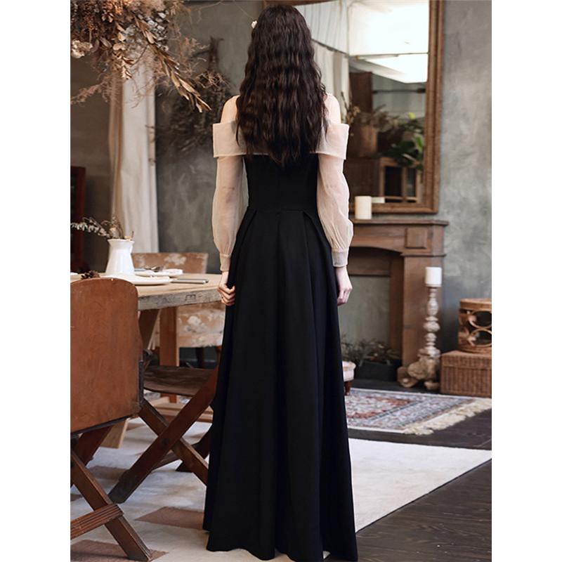 他と被らない オフショルダー ロング 肩出し パーティードレス ピアノ