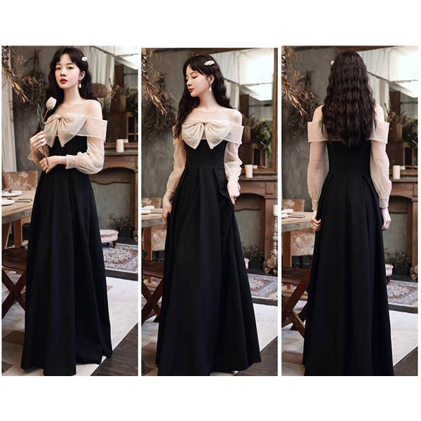 他と被らない オフショルダー ロング 肩出し パーティードレス ピアノ