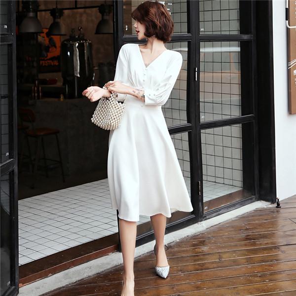 Vネック 発表会ドレス 白 演奏会用ドレス ロングドレス 演奏会 ピアノ