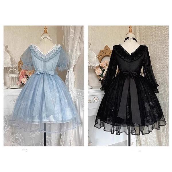 ワンピース ロリータ ハロウィン レトロ風 リボン 膝丈 レディース