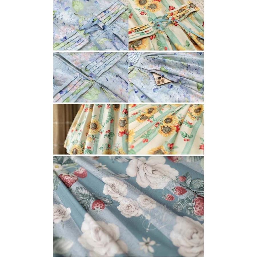 ロリータ ワンピース 花柄 レディース ゴスロリ ミモレ丈 クラロリ