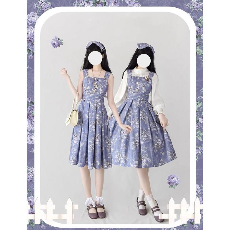 ロリータ ワンピース 花柄 レディース ゴスロリ ミモレ丈 クラロリ