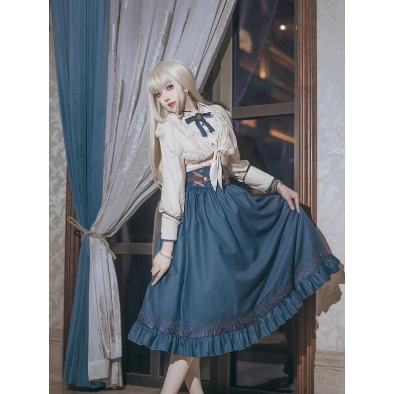 洋服 レディース ロリータ ロングスカート イギリス風 長袖 春秋 