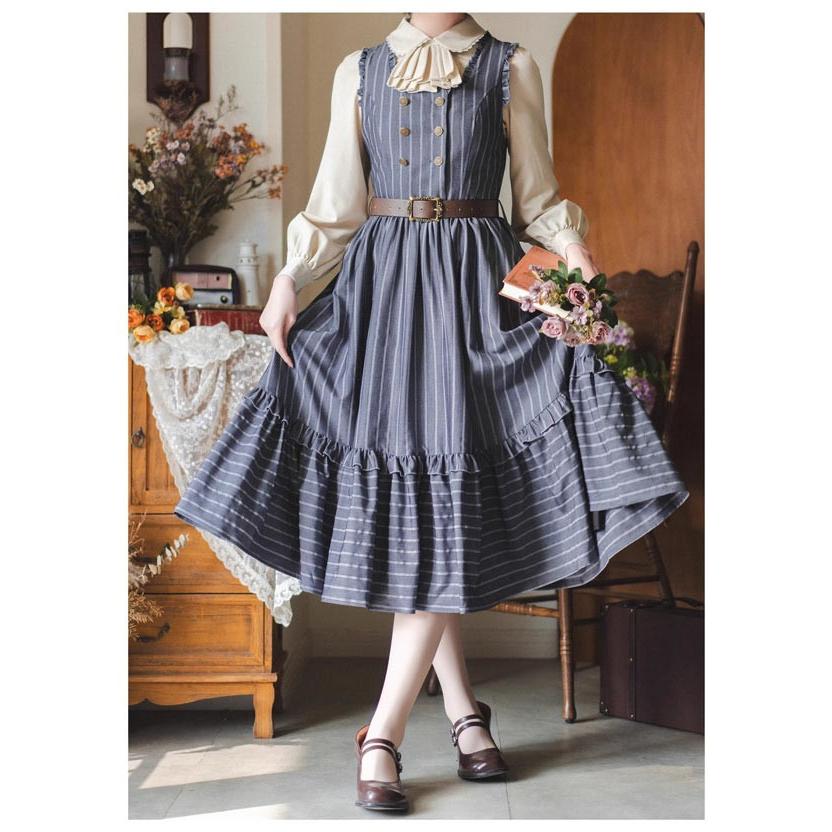 ロリータ ワンピース ジャンパースカート 春 トップス ミモレ丈
