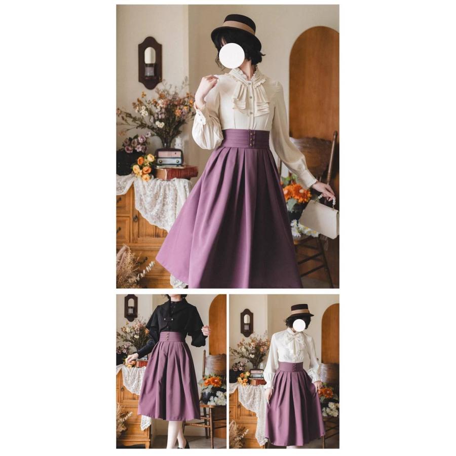 ロリータ スカート 膝下丈 無地 ジャンパースカートミモレ丈