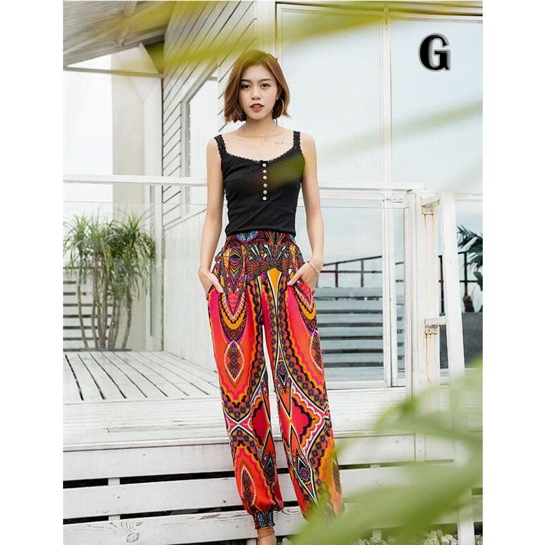 Aランク】 M ヨガパンツ レディース ヨガパン エスニック柄 タイパンツ