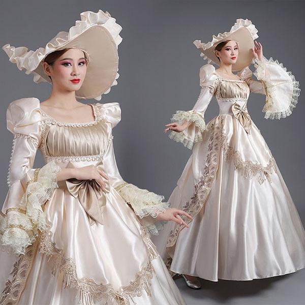 ロングドレス 貴族ドレス お姫様ドレス ドレス 中世ヨーロッパ 袖あり 長袖 上品 帽子付き 演奏会 舞台衣装 ゴージャス 声楽 オペラ Da900s1 ポルテショップ 通販 Yahoo ショッピング