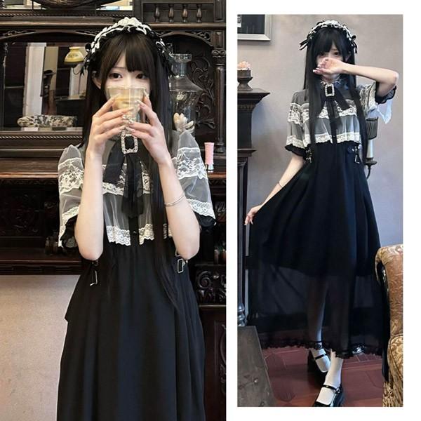 量産型 地雷系 ワンピース ロリータ 夏 レース レディース 女子 リボン