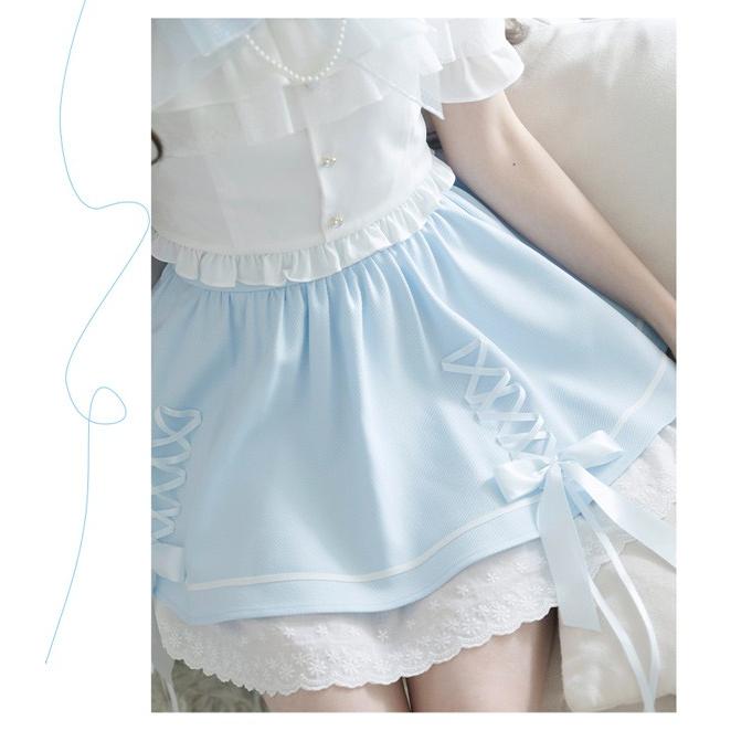 量産型 セットアップ エンジェルスリーブ 肩出し ロリータ 夏 透け感あり スカート レース 半袖 レディース 女子 リボン ショート丈 ミニ 蝶結び フリル オープンショルダー ギャル ドレス Aライン かわいい 可愛い 病みかわいい 学生 お姫様 プリンセス お出かけ 通勤 量産型 セットアップ エンジェルスリーブ 肩出し ロリータ 夏 透け感