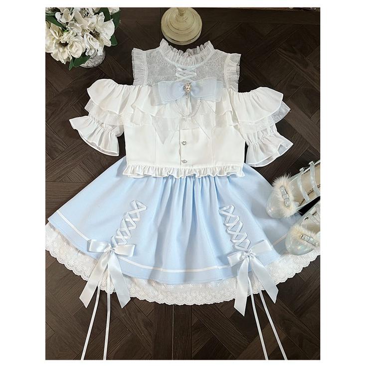 量産型 セットアップ エンジェルスリーブ 肩出し ロリータ 夏 透け感