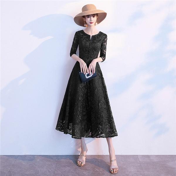 【サイズ有XS/M/L/XL/2XL/3XL】ロングドレス ミモレ丈 レース パーティードレス 他と被らない 演奏会用ドレス 大きいサイズ