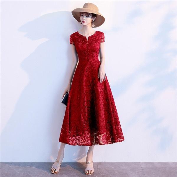 【サイズ有XS/M/L/XL/2XL/3XL】ロングドレス ミモレ丈 レース パーティードレス 他と被らない 演奏会用ドレス 大きいサイズ