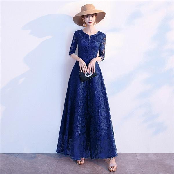 【サイズ有XS/M/L/XL/2XL/3XL】ロングドレス ミモレ丈 レース パーティードレス 他と被らない 演奏会用ドレス 大きいサイズ