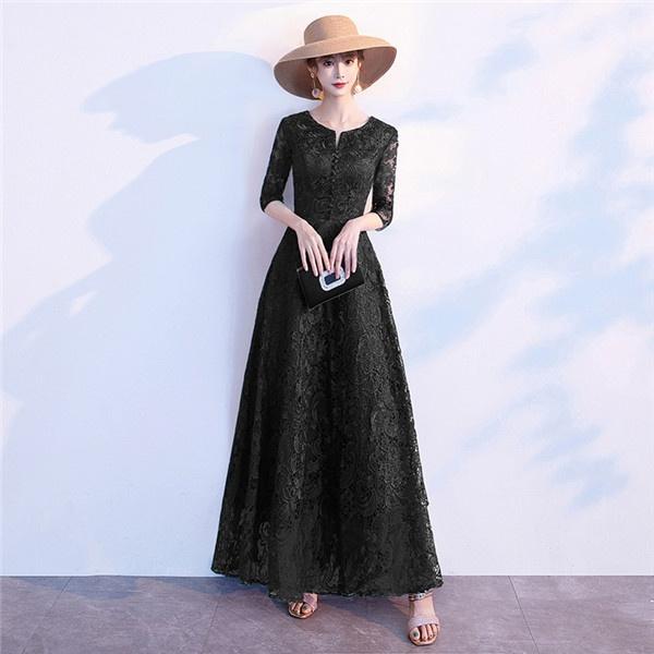 【サイズ有XS/M/L/XL/2XL/3XL】ロングドレス ミモレ丈 レース パーティードレス 他と被らない 演奏会用ドレス 大きいサイズ