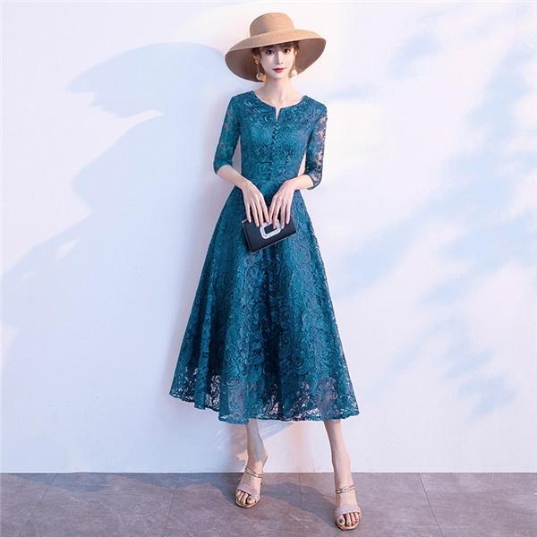 【サイズ有XS/M/L/XL/2XL/3XL】ロングドレス ミモレ丈 レース パーティードレス 他と被らない 演奏会用ドレス 大きいサイズ
