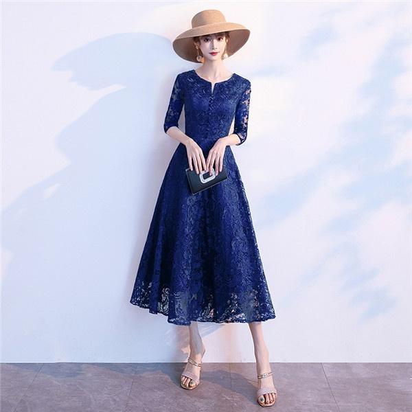 【サイズ有XS/M/L/XL/2XL/3XL】ロングドレス ミモレ丈 レース パーティードレス 他と被らない 演奏会用ドレス 大きいサイズ