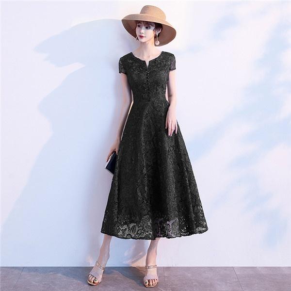 【サイズ有XS/M/L/XL/2XL/3XL】ロングドレス ミモレ丈 レース パーティードレス 他と被らない 演奏会用ドレス 大きいサイズ