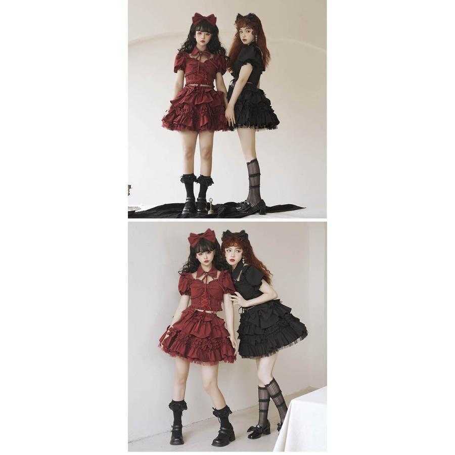 ステージ衣装 アイドル服 ロリータ 上下セット コスプレ衣装 ショート