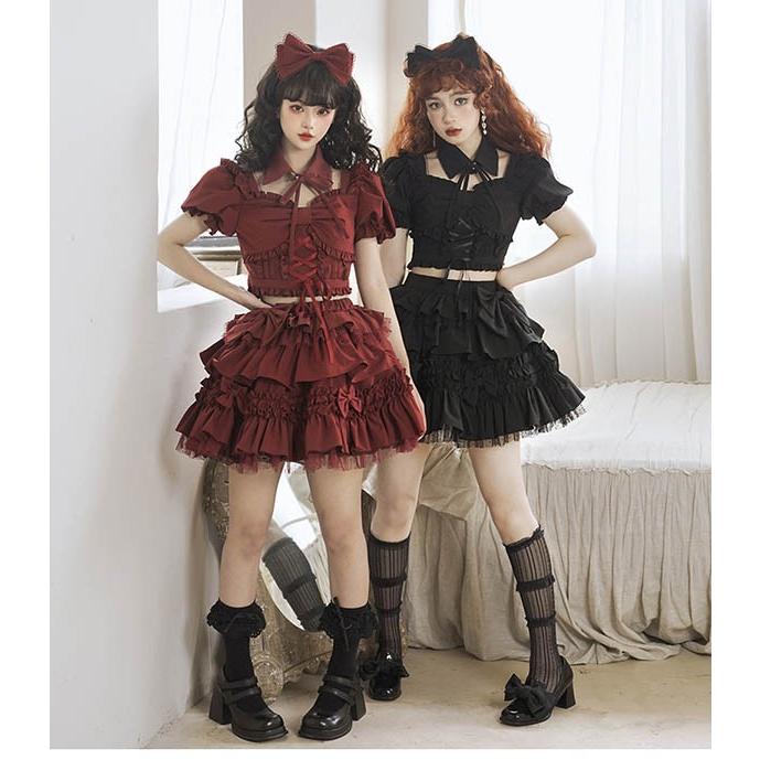 ステージ衣装 アイドル服 ロリータ 上下セット コスプレ衣装 ショート
